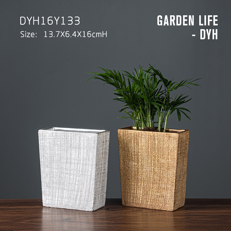 Creative rough surface square ceramic flower pot for green plant