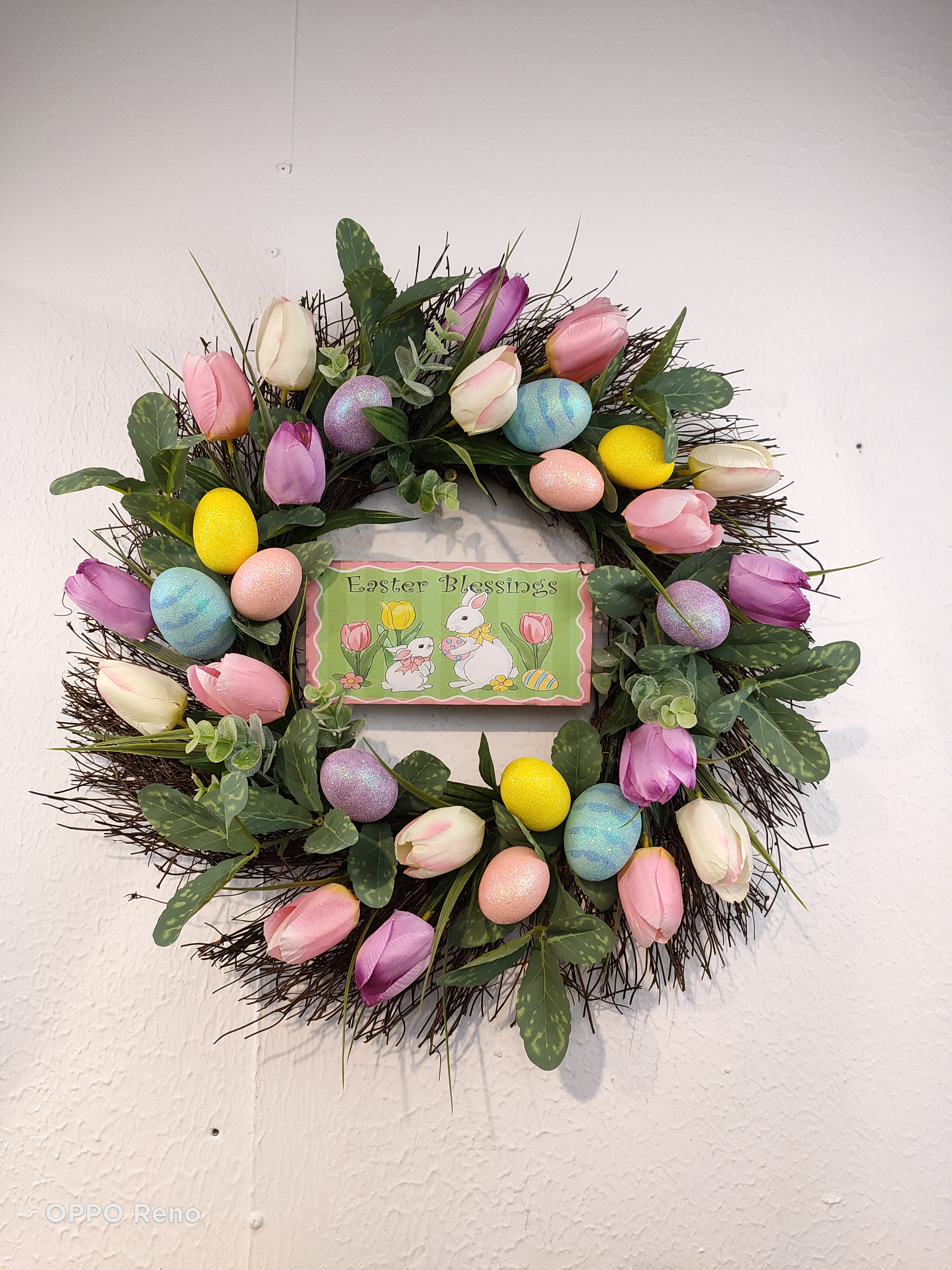 Hot selling indoor easter decorative hanging egg wreath
