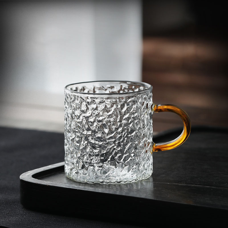 Small volume tumbler high borosilicate glass cup single wall design coffee glass cup with handle)