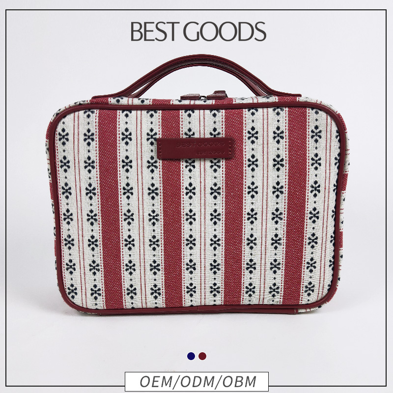 cosmetic bag cotton woven stripe fabric makeup bag toiletry bag storage bag