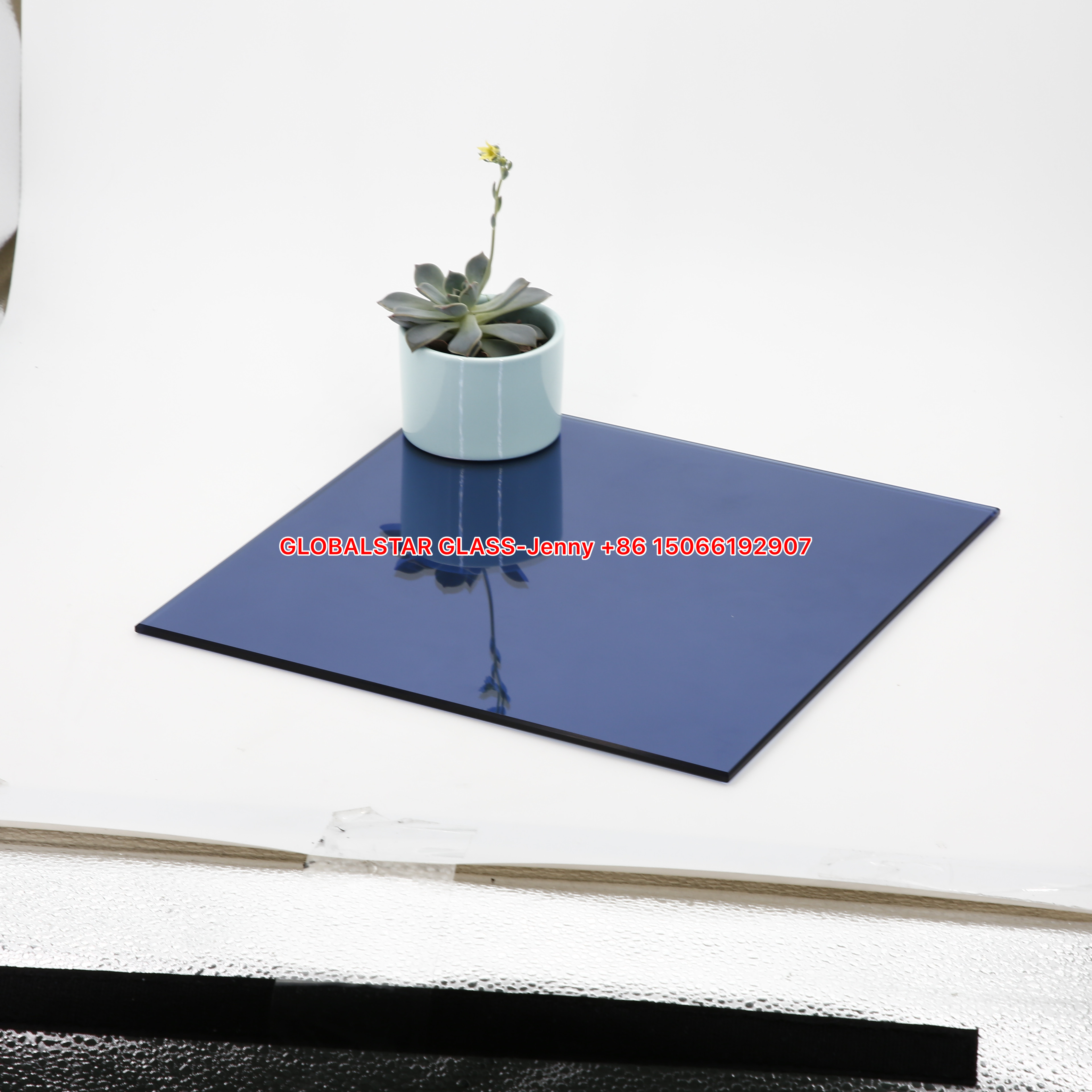 Dark blue reflective glass