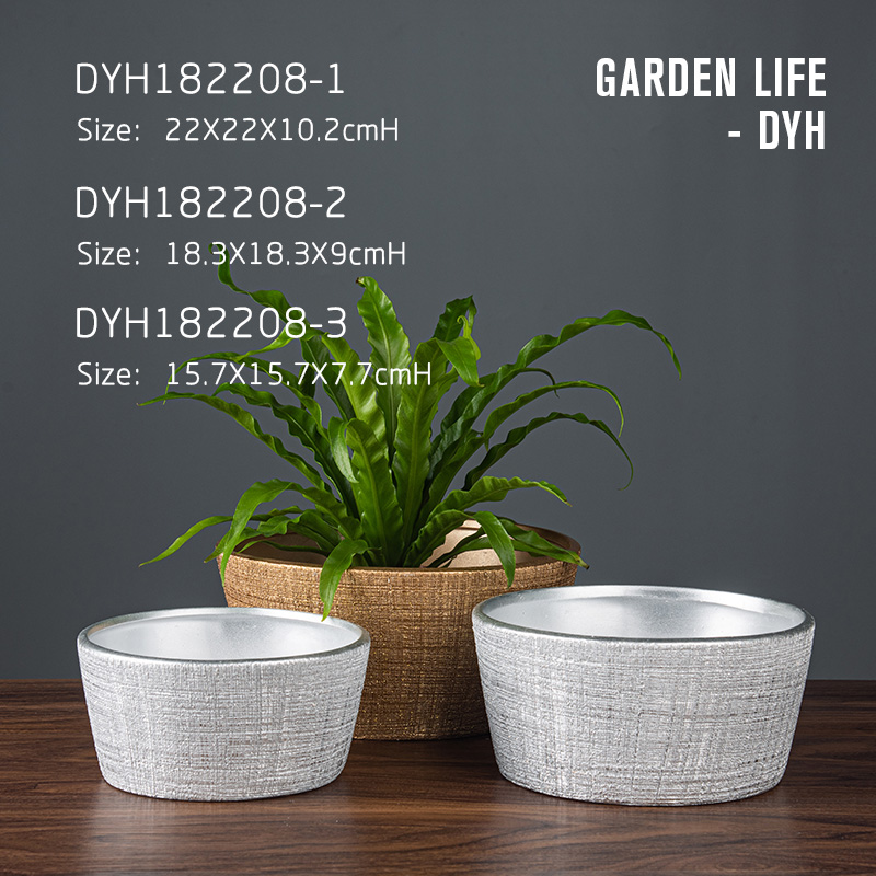 Retro rough surface beveled edge ceramic flower pot