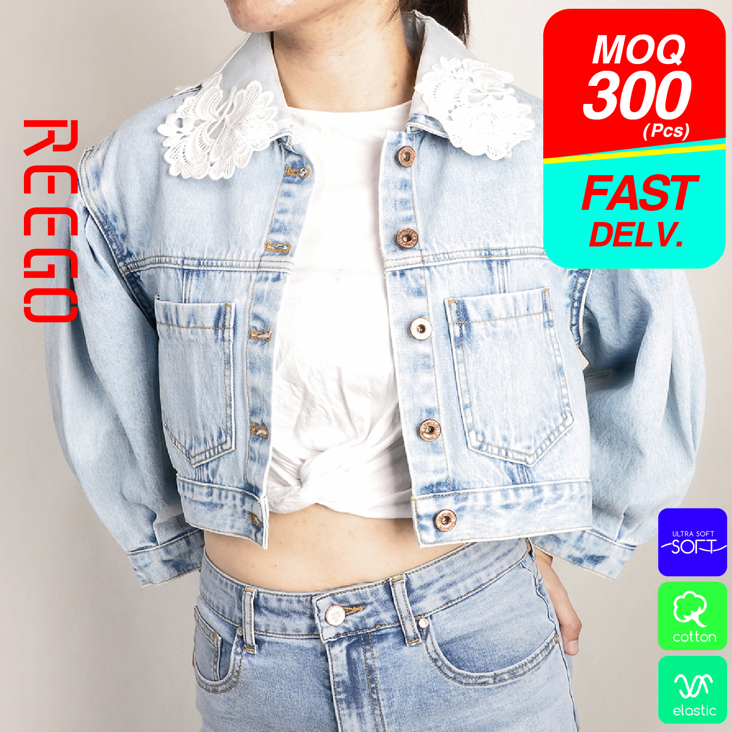 women denim jacket crochet collar function denim