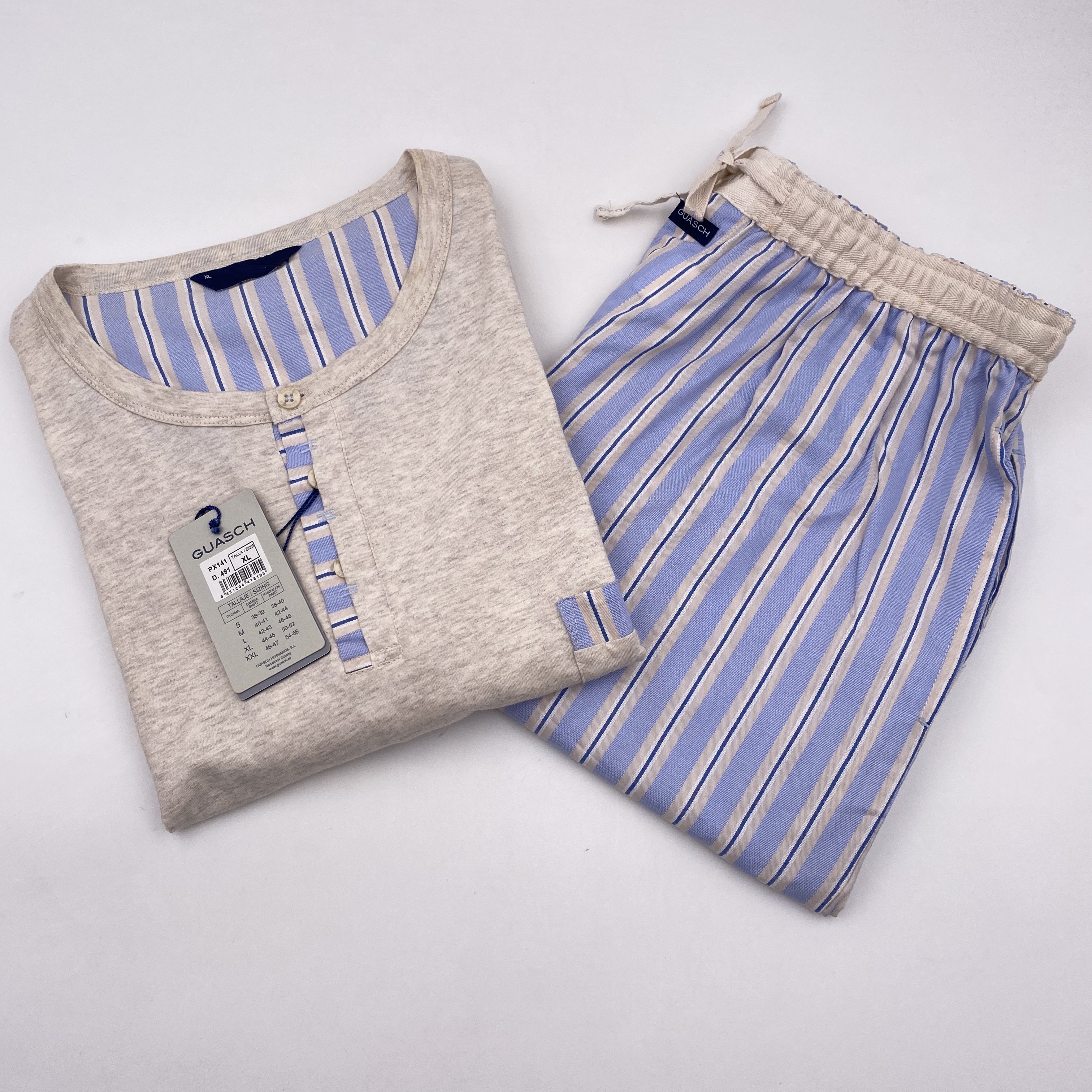 Men's 100%cotton mixed pajamas