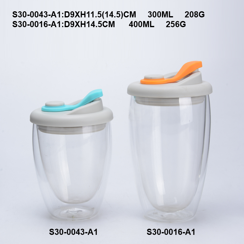 #High borosilicate customized glass double wall coffee cup