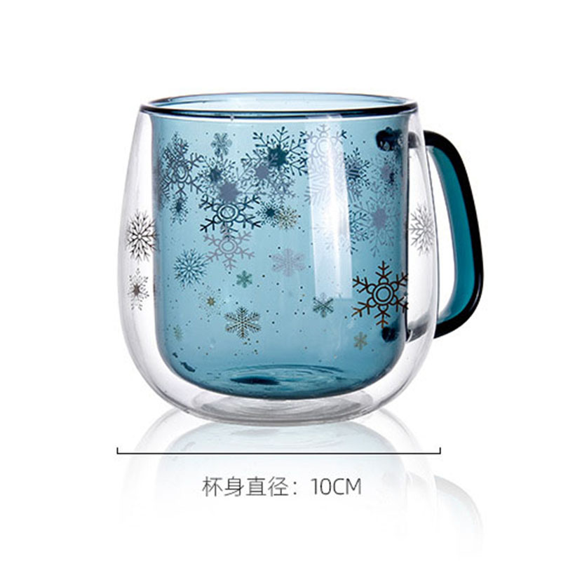 Christmas style Double glass cup