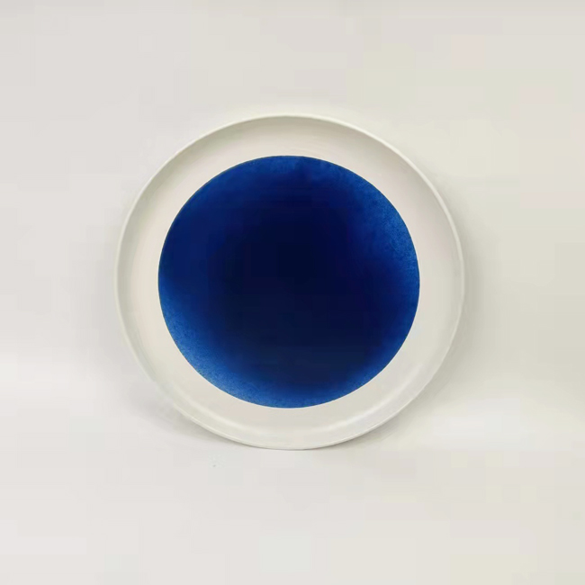8.5inch breakfast blue middle reactive glaze side plate for home