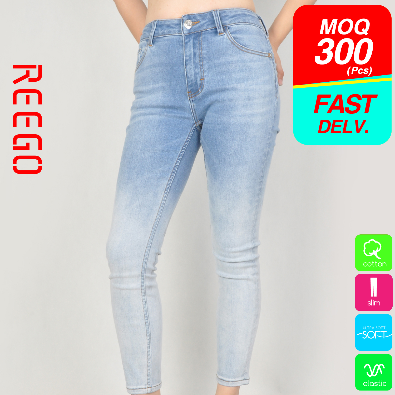 Women dip dye skinny jean