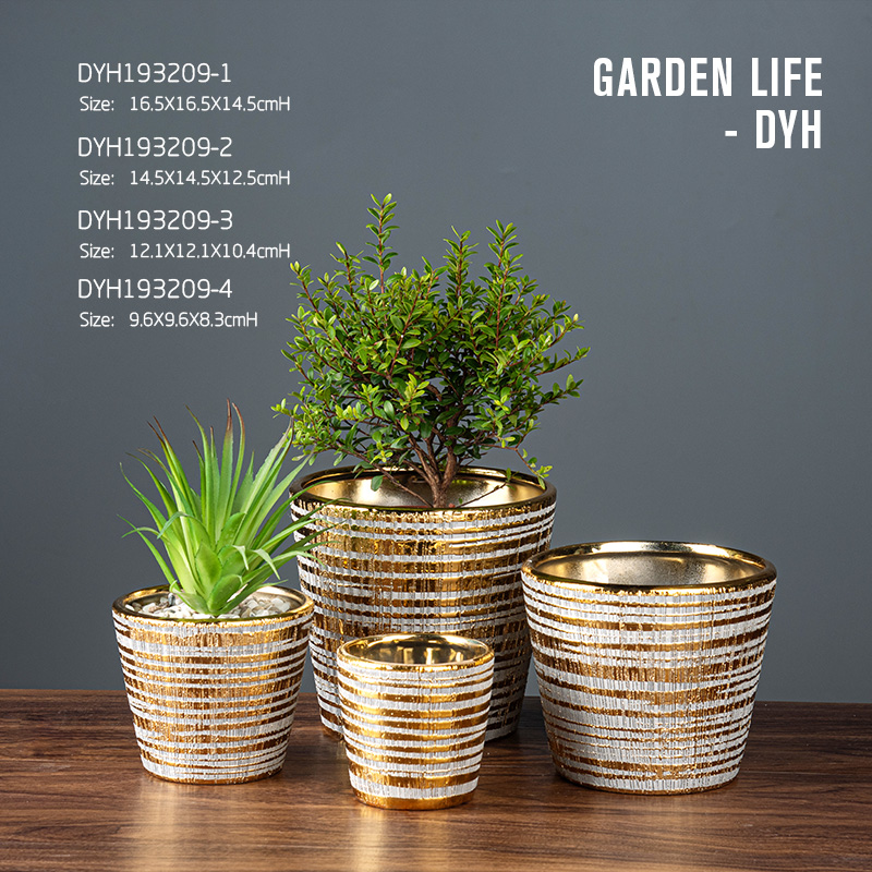 Personality shinny and matte across bevel electroplating flower pot