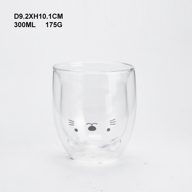 #High borosilicate customized glass double wall coffee cup
