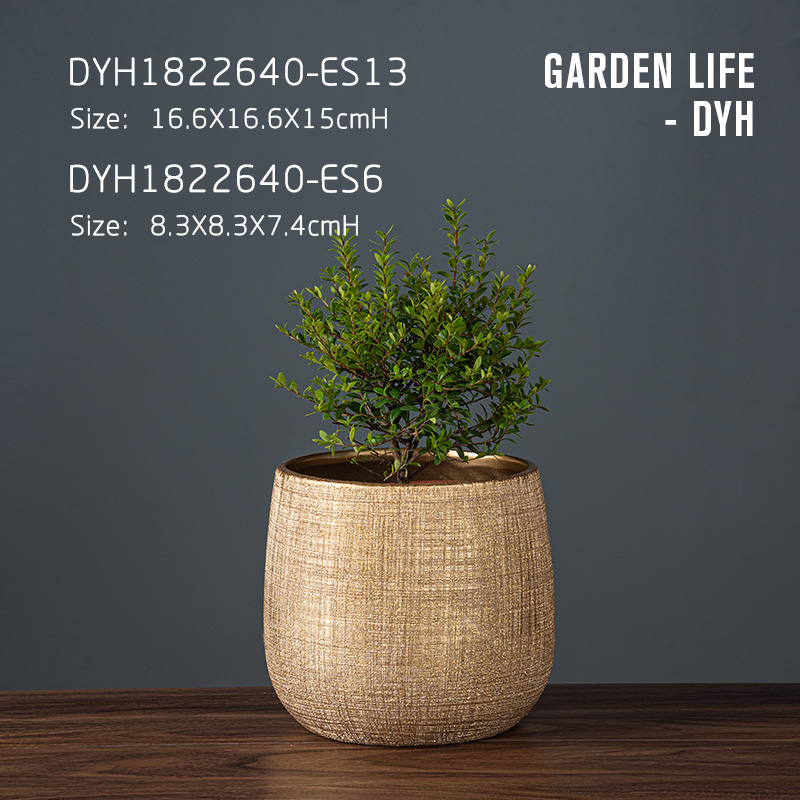 Modern rough surface effect fat belly round ceramic flower pot