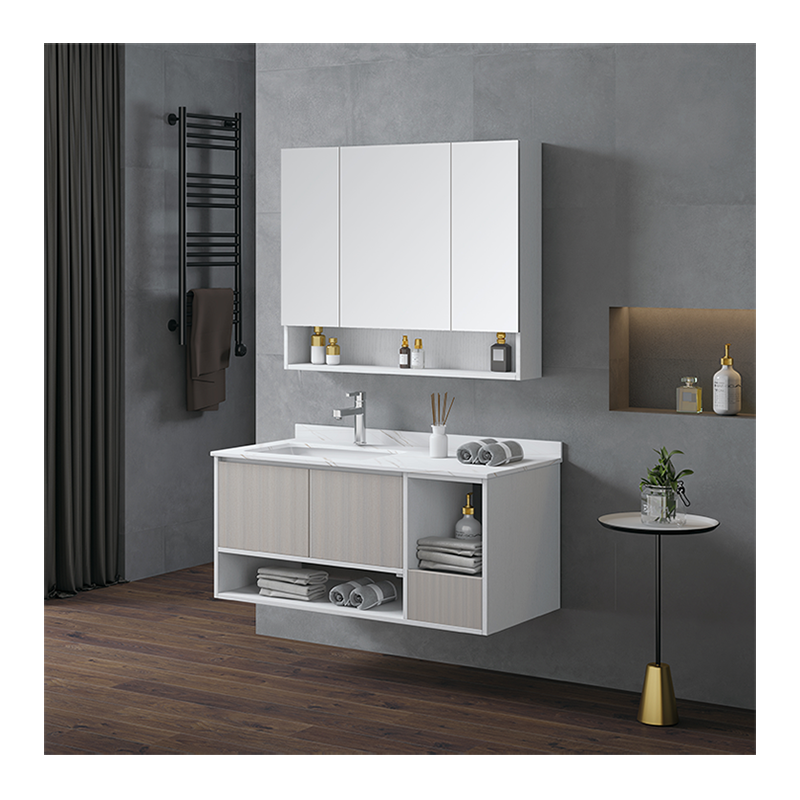 Wall Mounted Bathroom Sink Cabinet Set with Led Mirror Drawers Bathroom Cabinet Plywood Vanity
