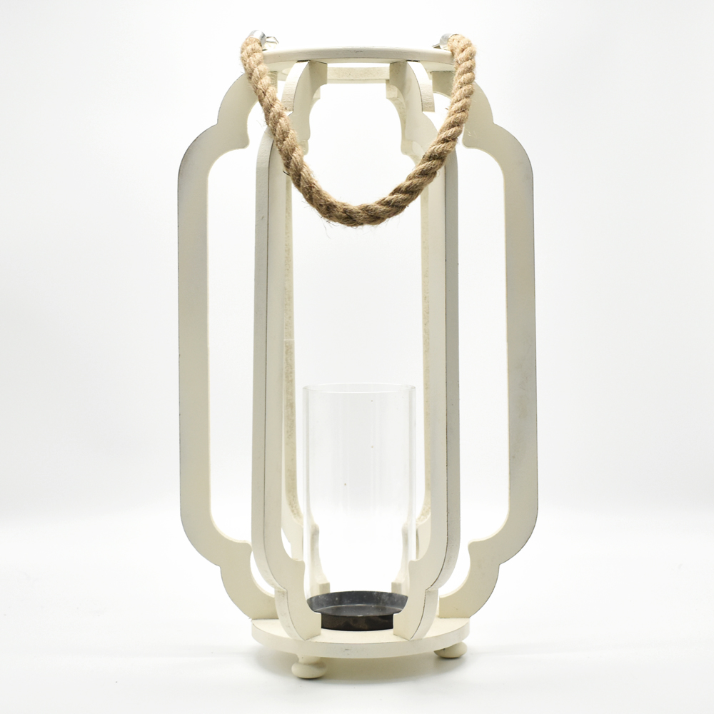 Modern Farmhouse White Handmade Decorative Hanging wooden Candle lantern