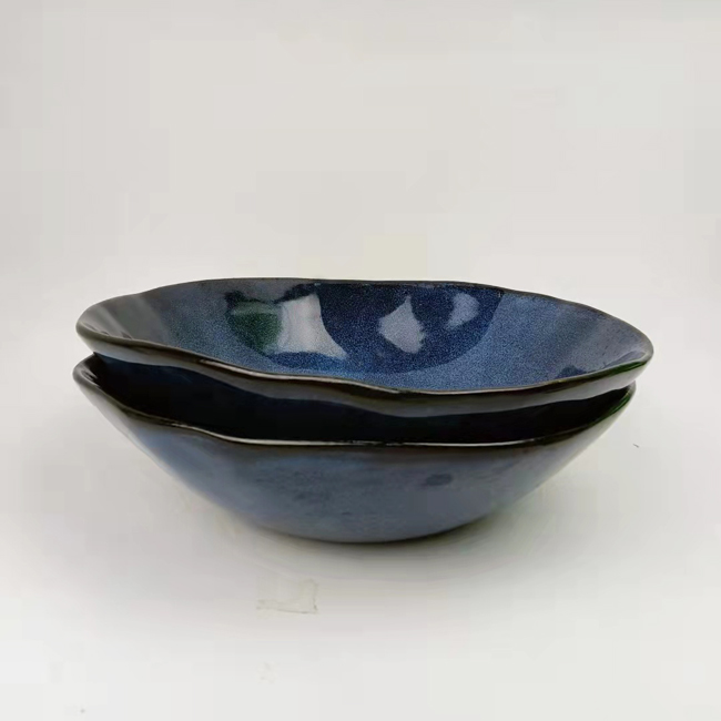 Irregular bowl edge light glaze 8 inch petal bowl