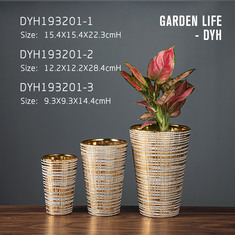 Retro shinny and matte across bevel electroplated flower vase