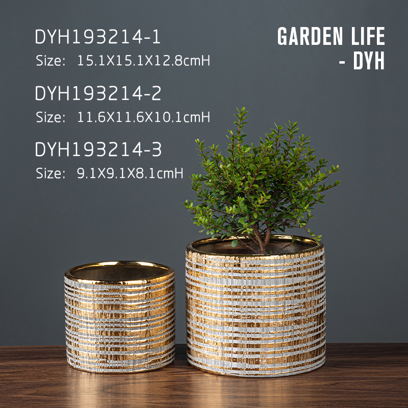 Creative shinny and matte across electroplating cylinder flower pot