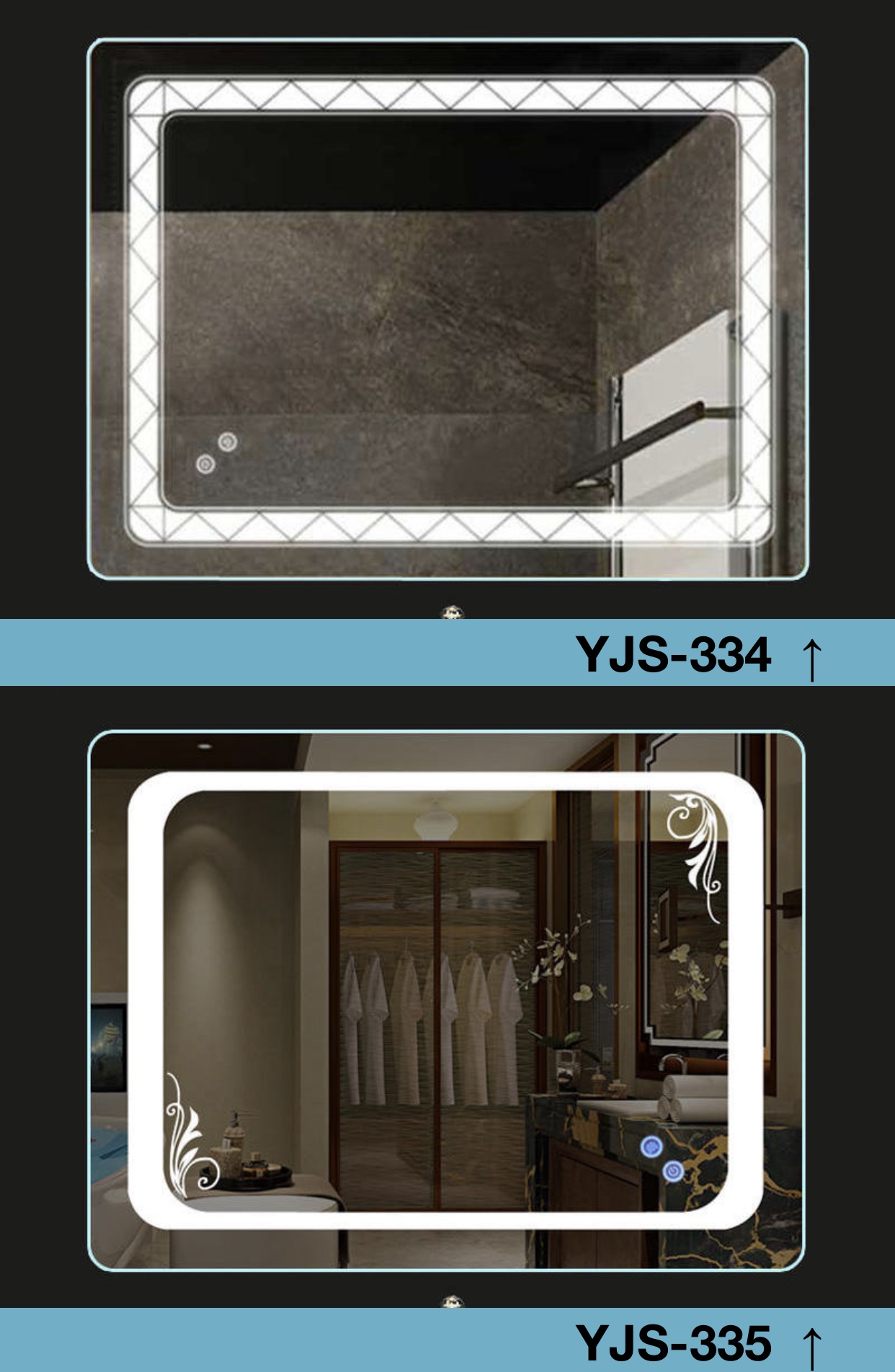 Silver Mirror with Lamp Bathroom LED Mirror