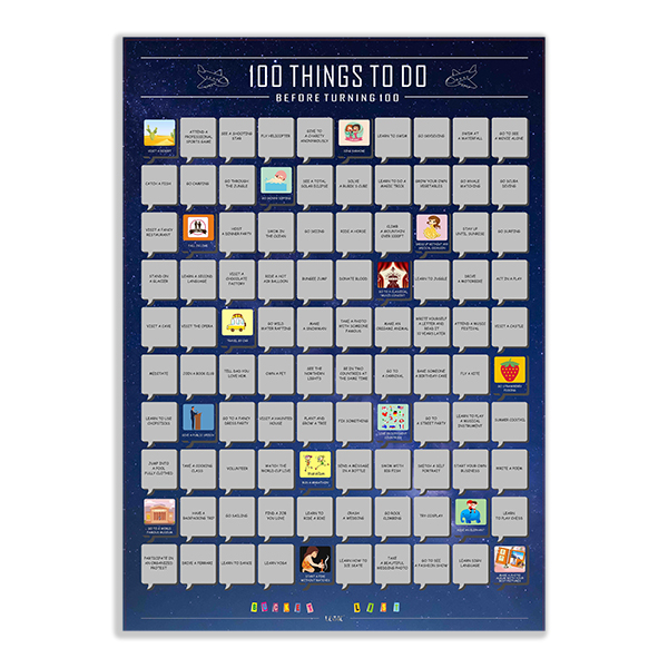 100 Things To Do Bucket List, Scratch Off Poster
