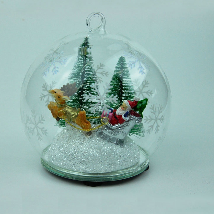 LED Glass Ball Resin Christmas Ornament | Snowman/Santa/Angel | Wholesale Festival Decor