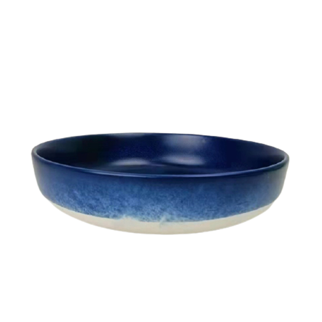 8 "blue reactive glaze shallow bowl salad bowl