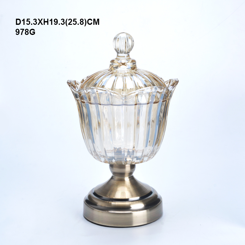 Colored clear glass sugar canister candy jar