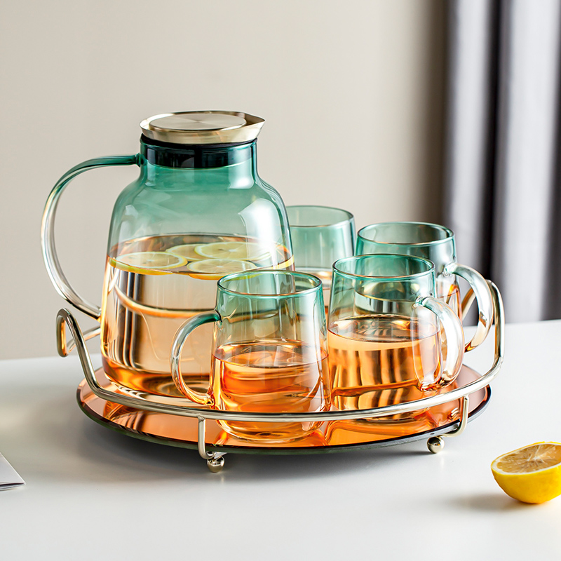Glass Water Jug with Lid Borosilicate Glasses Water Carafe Pitcher