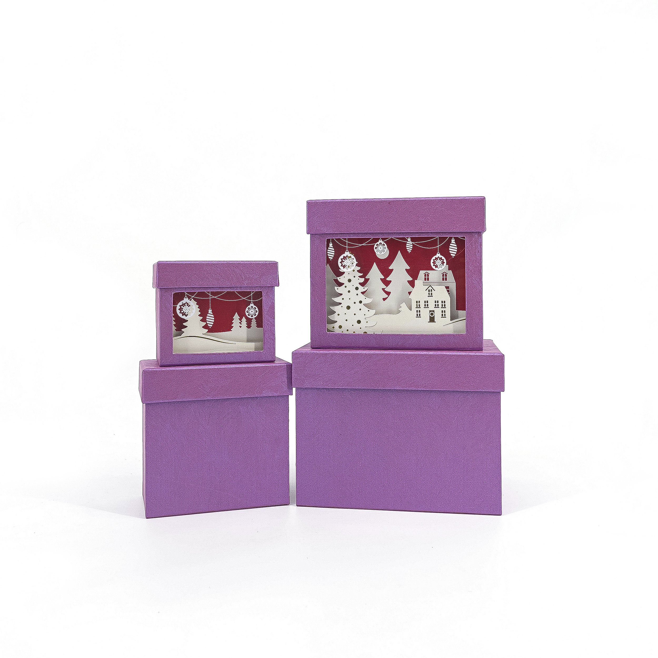 3D Card Rectangle Christmas Gift Box 4/Set