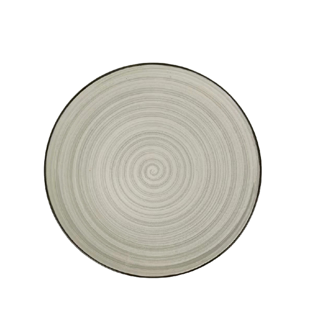 11 inch white sesame dot spiral plate