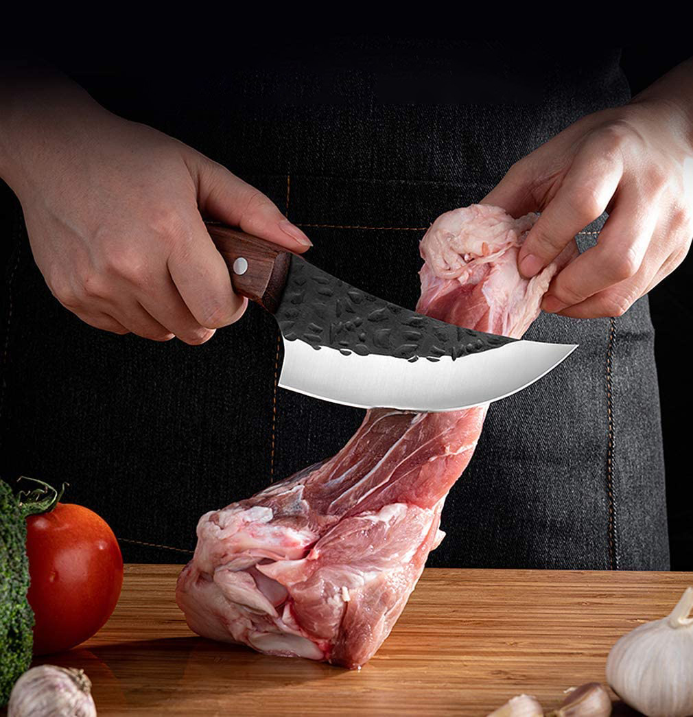 Professional Full Tang High Quality Carbon Clad Steel Handmade Kitchen Butcher Knife Hardness Sharp Boning Knife Camping Knives