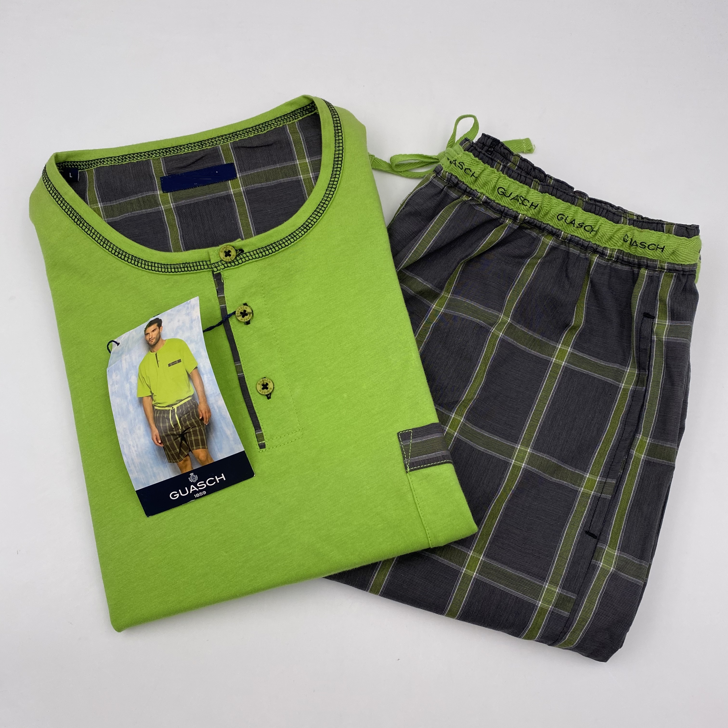 Men's 100%cotton mixed pajamas