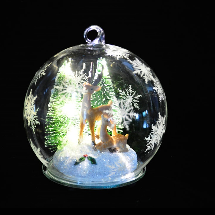 LED Glass Ball Resin Christmas Ornament | Snowman/Santa/Angel | Wholesale Festival Decor