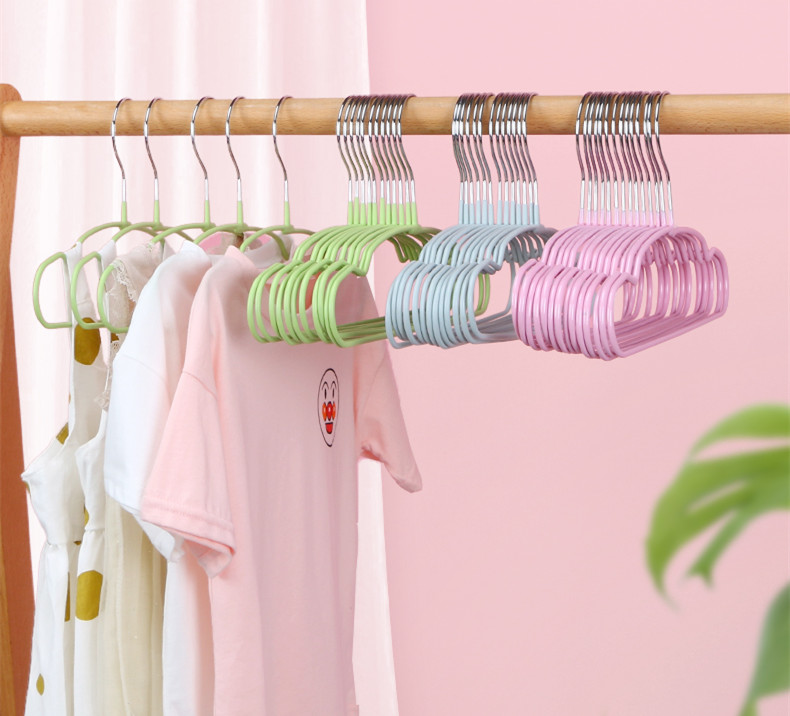 Light weight and space saving PVC coated kids metal clothing hanger