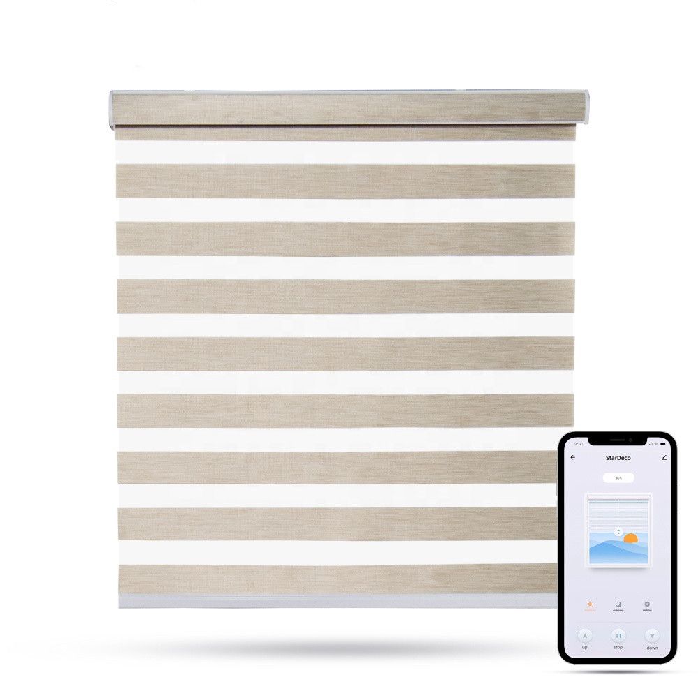 Electric remote control intelligent shading zebra curtain
