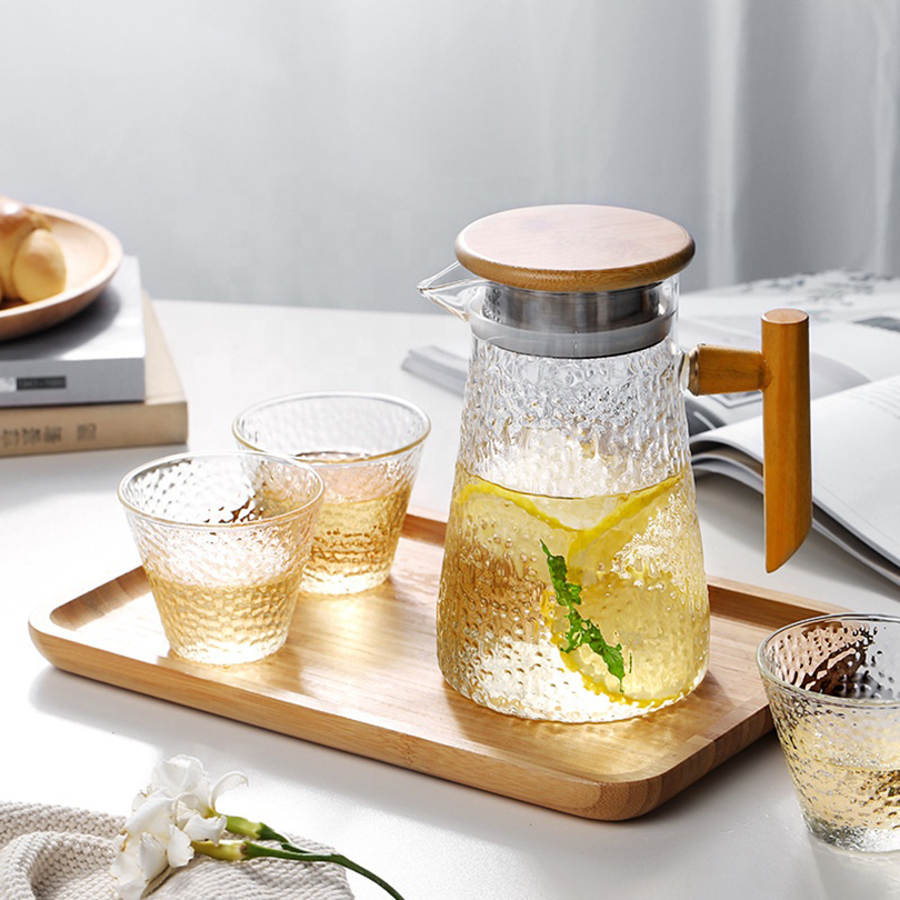 Glass Water Jug with Lid Borosilicate Glasses Water Carafe Pitcher