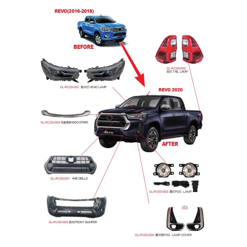 GELING High Accessories Auto Body Parts For TOYOTA REVO 2016 To REVO 2020 Car Bumper
