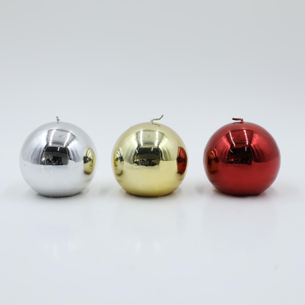 Electroplated stamped cylindrical ball candle
