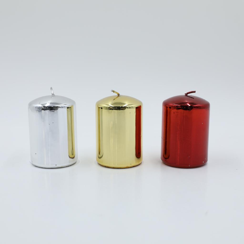 Electroplated stamping cylindrical candle