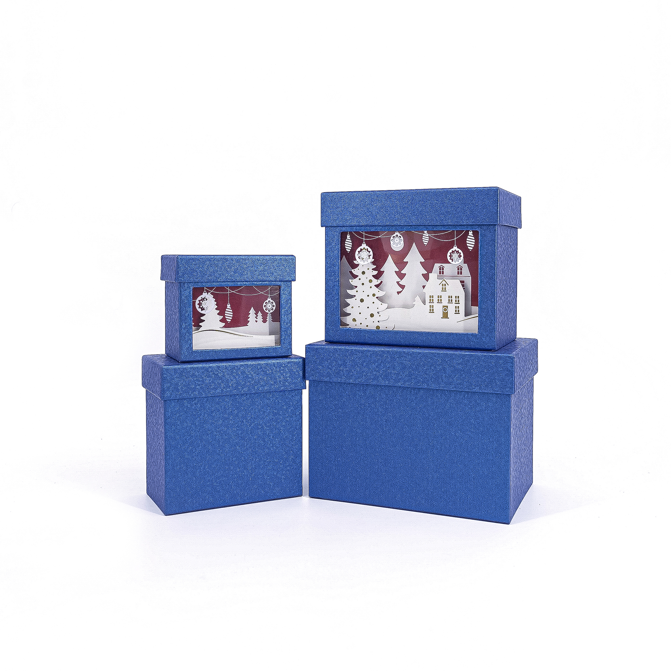 3D Card Rectangle Christmas Gift Box 4/Set
