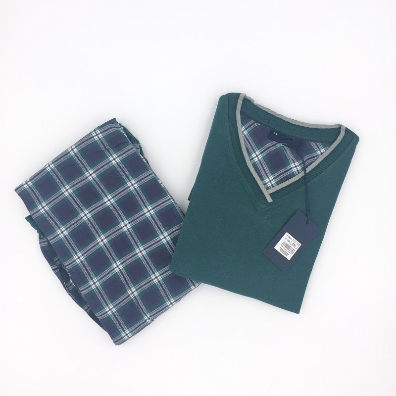 Men's 100%cotton mixed pajamas