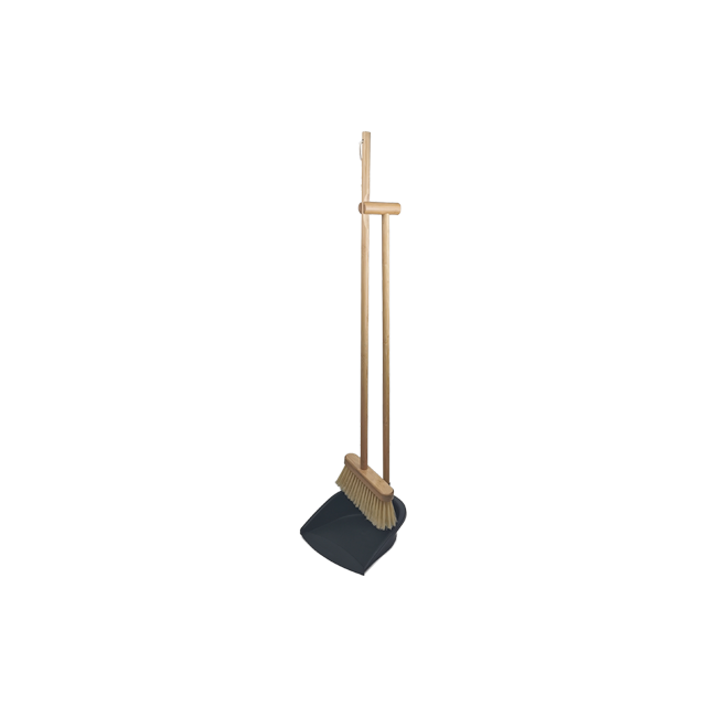 Bamboo broom and dust pan set