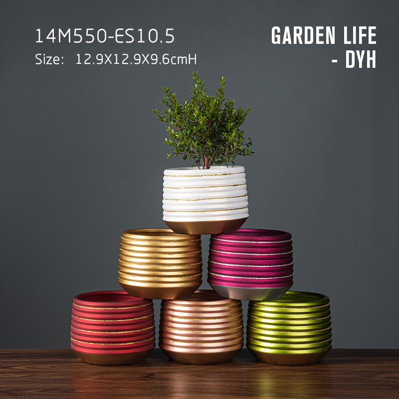 Modern painting horizontal pattern flower pot with reduced feet