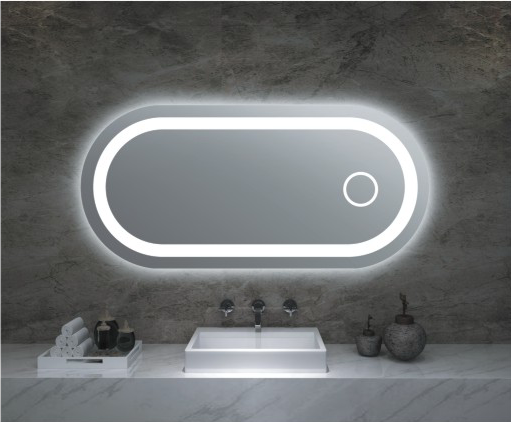 Smart touch led screen makeup mirror with light for bathroom wallmounted