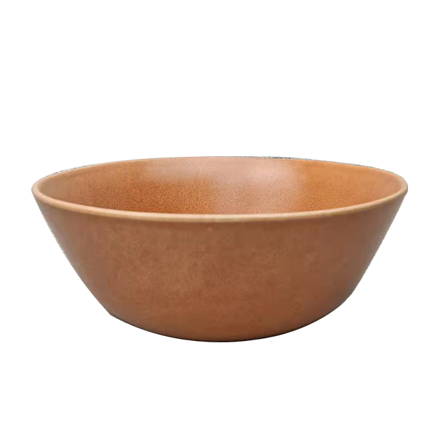 Matte reactive glaze 7inch soup bowl noodle bowl in blue and orange
