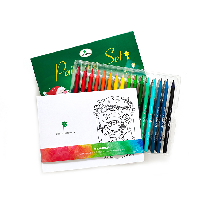 No wooden pen painting set diy greeting card coloring Christmas set