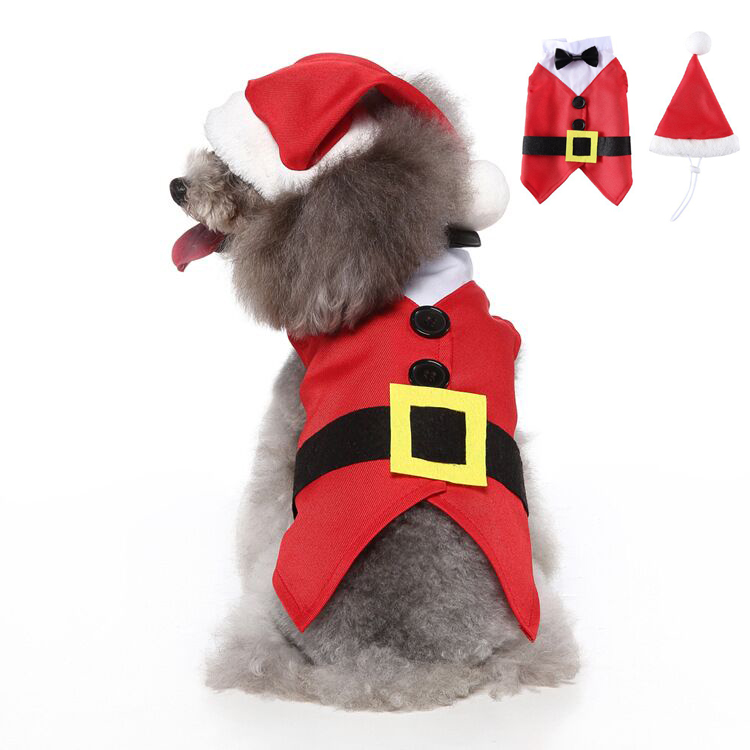 red velvet Xmas pet set(vest + hat)