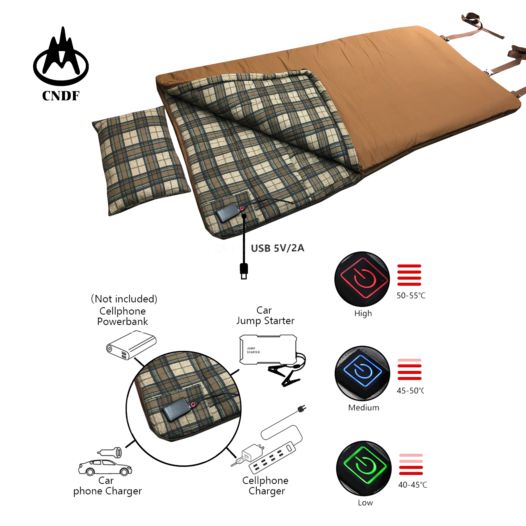 Graphene Heated sleeping bag canvas desert cold weather sleeping bag big size sleeping bag thermal