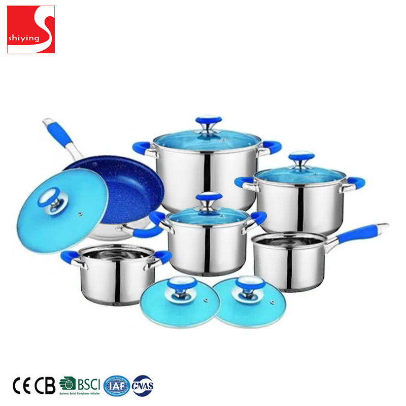 SY-Kitchenware stainless steel cookware with glass lid stainless steel cooking pot and pan
