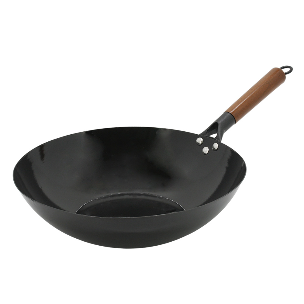 Chinese single ear enamel iron wok