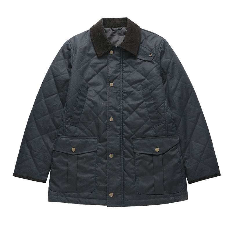 Mens Contrast Corduroy Collar with Diamond Quilted Waterproof Parka jacket