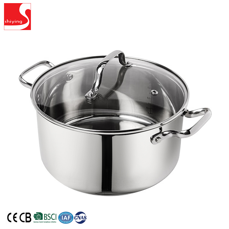 SY-Kitchenware stainless steel cookware with glass lid stainless steel cooking pot and pan